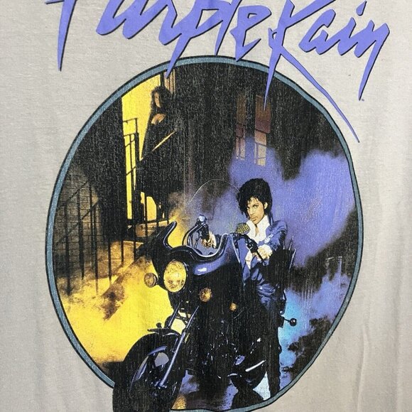 Old Navy Prince Purple Rain Graphic T-shirt XL Gray Graphic Crewneck Tee - Picture 3 of 5